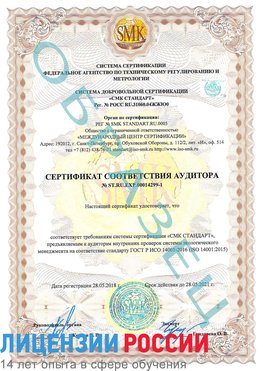Образец сертификата соответствия аудитора №ST.RU.EXP.00014299-1 Краснознаменск Сертификат ISO 14001